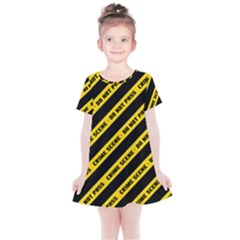 Warning Colors Yellow And Black - Police No Entrance 2 Kids  Simple Cotton Dress by DinzDas