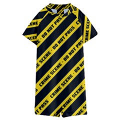 Warning Colors Yellow And Black - Police No Entrance 2 Kids  Boyleg Half Suit Swimwear by DinzDas