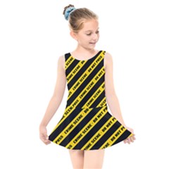 Warning Colors Yellow And Black - Police No Entrance 2 Kids  Skater Dress Swimsuit by DinzDas