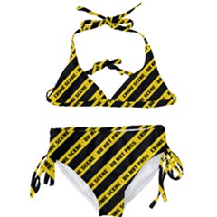 Warning Colors Yellow And Black - Police No Entrance 2 Kids  Classic Bikini Set by DinzDas