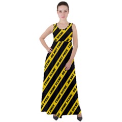 Warning Colors Yellow And Black - Police No Entrance 2 Empire Waist Velour Maxi Dress by DinzDas