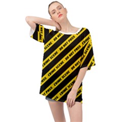 Warning Colors Yellow And Black - Police No Entrance 2 Oversized Chiffon Top by DinzDas