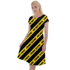 Warning Colors Yellow And Black - Police No Entrance 2 Classic Short Sleeve Dress by DinzDas