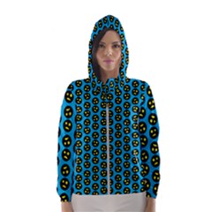 0059 Comic Head Bothered Smiley Pattern Women s Hooded Windbreaker by DinzDas