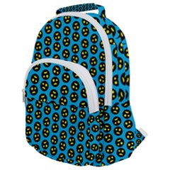 0059 Comic Head Bothered Smiley Pattern Rounded Multi Pocket Backpack by DinzDas