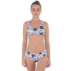 Cute Cat Faces Pattern Criss Cross Bikini Set by TastefulDesigns