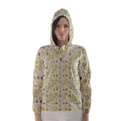 Abstract Flowers And Circle Women s Hooded Windbreaker by DinzDas