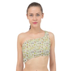 Abstract Flowers And Circle Spliced Up Bikini Top  by DinzDas