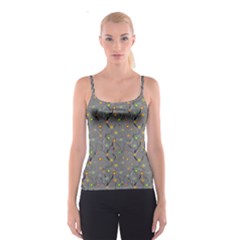 Abstract Flowers And Circle Spaghetti Strap Top by DinzDas