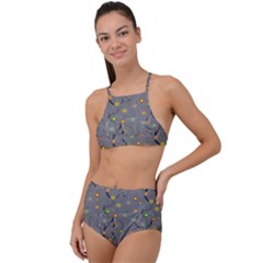 Abstract Flowers And Circle High Waist Tankini Set by DinzDas