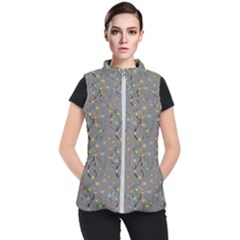 Abstract Flowers And Circle Women s Puffer Vest by DinzDas