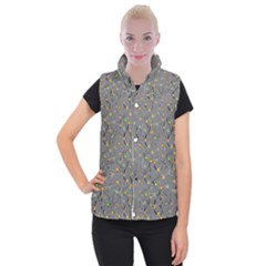 Abstract Flowers And Circle Women s Button Up Vest by DinzDas