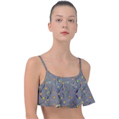 Abstract Flowers And Circle Frill Bikini Top by DinzDas