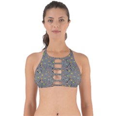Abstract Flowers And Circle Perfectly Cut Out Bikini Top by DinzDas