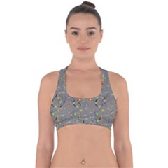 Abstract Flowers And Circle Cross Back Hipster Bikini Top  by DinzDas