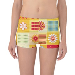 Abstract Flowers And Circle Boyleg Bikini Bottoms by DinzDas