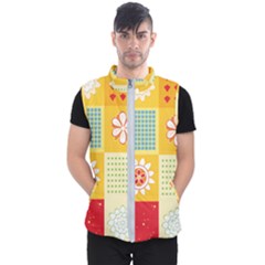 Abstract Flowers And Circle Men s Puffer Vest by DinzDas