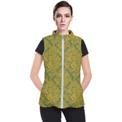 Abstract Flowers And Circle Women s Puffer Vest by DinzDas