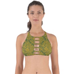 Abstract Flowers And Circle Perfectly Cut Out Bikini Top by DinzDas