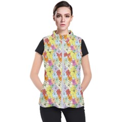 Abstract Flowers And Circle Women s Puffer Vest by DinzDas