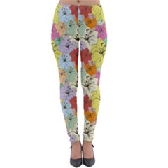 Abstract Flowers And Circle Lightweight Velour Leggings by DinzDas