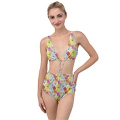 Abstract Flowers And Circle Tied Up Two Piece Swimsuit by DinzDas