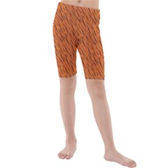 Animal Skin - Lion And Orange Skinnes Animals - Savannah And Africa Kids  Mid Length Swim Shorts by DinzDas