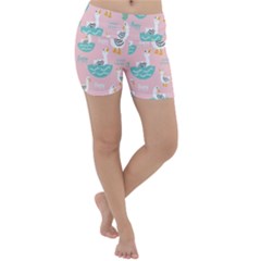 Cute-happy-duck-gift-card-design-seamless-pattern-template Lightweight Velour Yoga Shorts by Bejoart