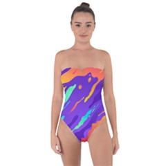 Multicolored-abstract-background Tie Back One Piece Swimsuit