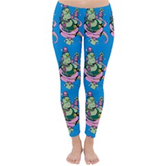 Monster And Cute Monsters Fight With Snake And Cyclops Classic Winter Leggings by DinzDas