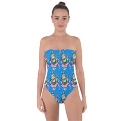 Monster And Cute Monsters Fight With Snake And Cyclops Tie Back One Piece Swimsuit by DinzDas