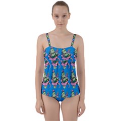 Monster And Cute Monsters Fight With Snake And Cyclops Twist Front Tankini Set by DinzDas