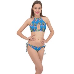 Monster And Cute Monsters Fight With Snake And Cyclops Cross Front Halter Bikini Set by DinzDas