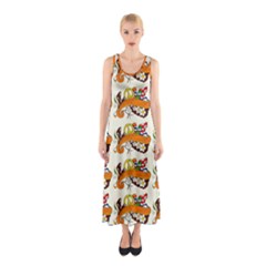 Love And Flowers And Peace Fo All Hippies Sleeveless Maxi Dress by DinzDas