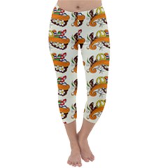 Love And Flowers And Peace Fo All Hippies Capri Winter Leggings  by DinzDas