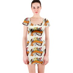 Love And Flowers And Peace Fo All Hippies Short Sleeve Bodycon Dress by DinzDas
