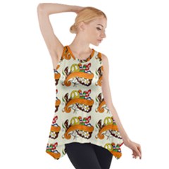 Love And Flowers And Peace Fo All Hippies Side Drop Tank Tunic by DinzDas