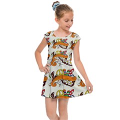 Love And Flowers And Peace Fo All Hippies Kids  Cap Sleeve Dress by DinzDas