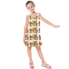 Love And Flowers And Peace Fo All Hippies Kids  Sleeveless Dress by DinzDas