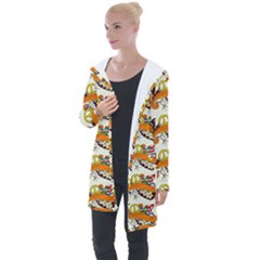 Love And Flowers And Peace Fo All Hippies Longline Hooded Cardigan by DinzDas