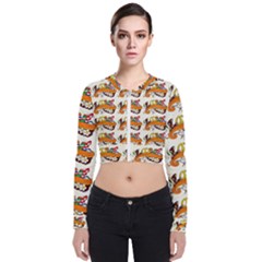 Love And Flowers And Peace Fo All Hippies Long Sleeve Zip Up Bomber Jacket by DinzDas
