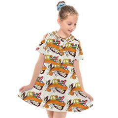 Love And Flowers And Peace Fo All Hippies Kids  Short Sleeve Shirt Dress by DinzDas