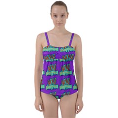 Jaw Dropping Comic Big Bang Poof Twist Front Tankini Set by DinzDas