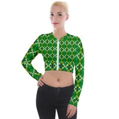 St Patricks Pattern Long Sleeve Cropped Velvet Jacket by designsbymallika