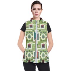 City Seamless Pattern Women s Puffer Vest