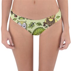 Seamless Pattern With Trees Owls Reversible Hipster Bikini Bottoms by Bejoart