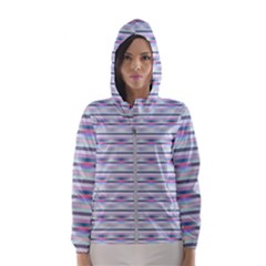 Pastel Lines, Bars Pattern, Pink, Light Blue, Purple Colors Women s Hooded Windbreaker by Casemiro