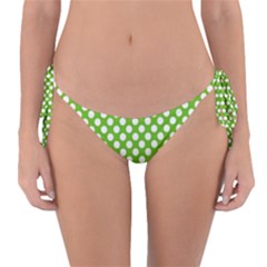 Pastel Green Lemon, White Polka Dots Pattern, Classic, Retro Style Reversible Bikini Bottom by Casemiro