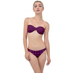 Dark Purple, Violet Tartan, Buffalo Plaid Like Pattern Classic Bandeau Bikini Set by Casemiro
