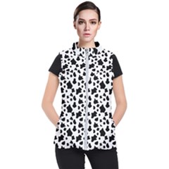 Black And White Cow Spots Pattern, Animal Fur Print, Vector Women s Puffer Vest by Casemiro